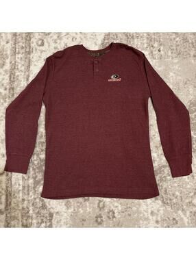 Mossy Oak Shirt Mens Med Waffle Knit Henley Sweater Long Sleeve Warm Hunter